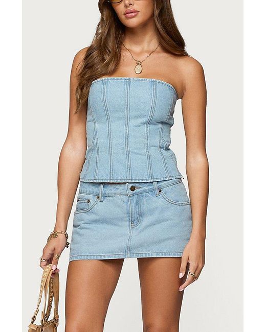 Edikted Blue Camelia Strapless Denim Corset