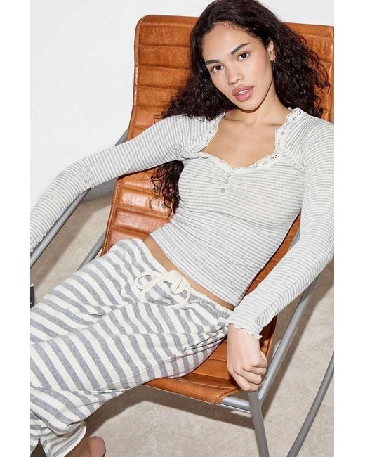 Out From Under Gray Diana Henley Long Sleeve Top