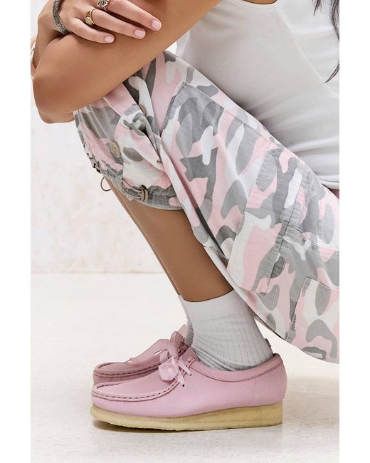 Clarks Originals Baby Pink Wallabee Leather Shoes