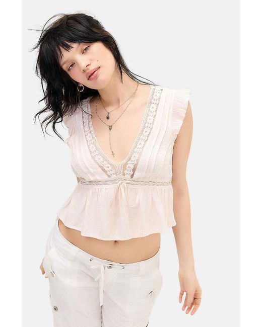 Kimchi Blue White Ava Satin Blouse