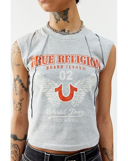 True Religion Gray Motor Muscle Tank Top