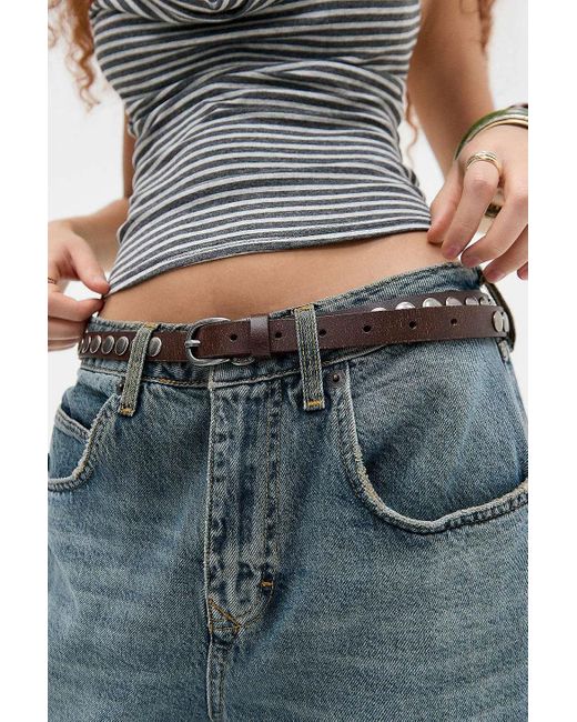 Urban Outfitters Gray Uo Romy Skinny Leather Studded Belt