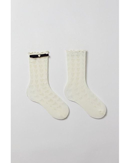 Urban Outfitters White Hearts & Bows Sock