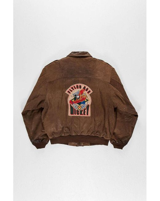 Urban Renewal One of a kind Mickey Mouse Leather Flight Jacket in