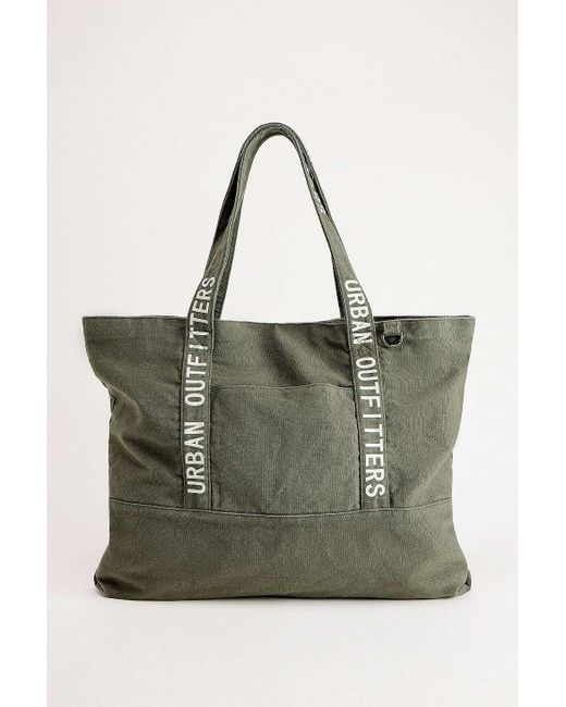 Urban Outfitters White Uo Branded Canvas Tote Bag