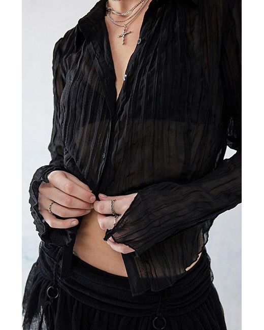 Urban Outfitters Black Uo Arelia Crinkle Shirt Top