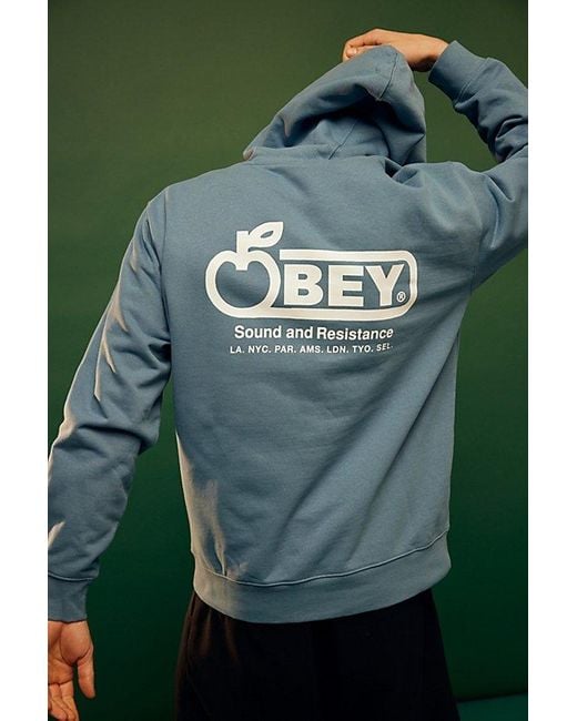 Obey Green Sound And Resistance Hoodie Sweatshirt for men