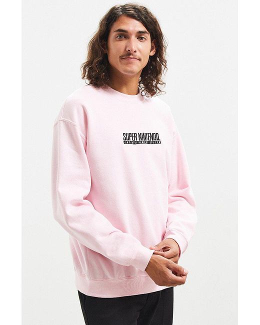 Urban Outfitters Pink Super Nintendo Embroidered Crew Neck Sweatshirt for men