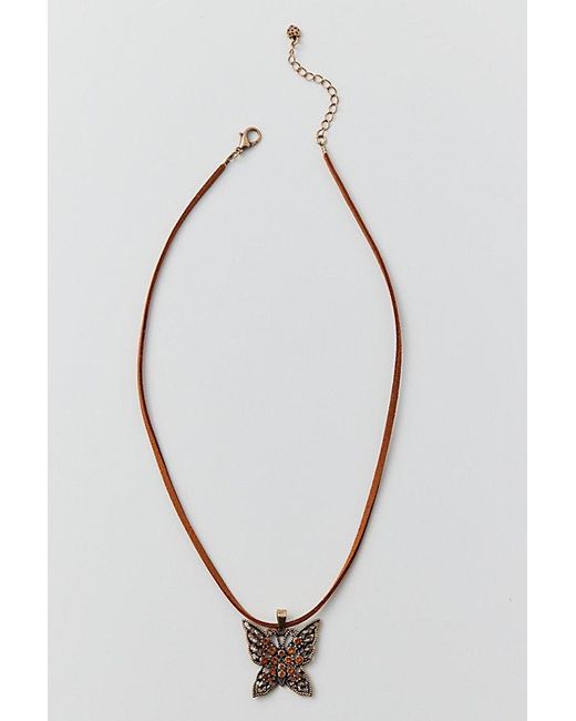 Urban Outfitters White Mariposa Leather Corded Necklace