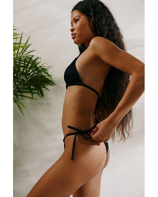 Out From Under Black Leigh Ribbed String Bikini Bottom