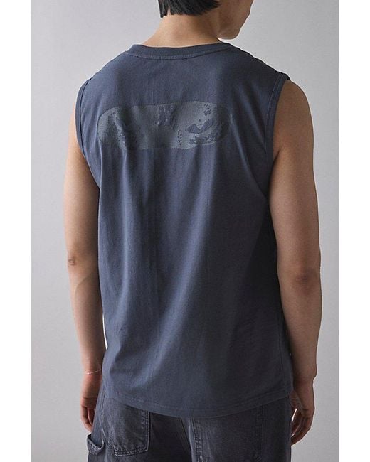 Tee Library Blue Don'T Look Back Graphic Muscle Tee for men