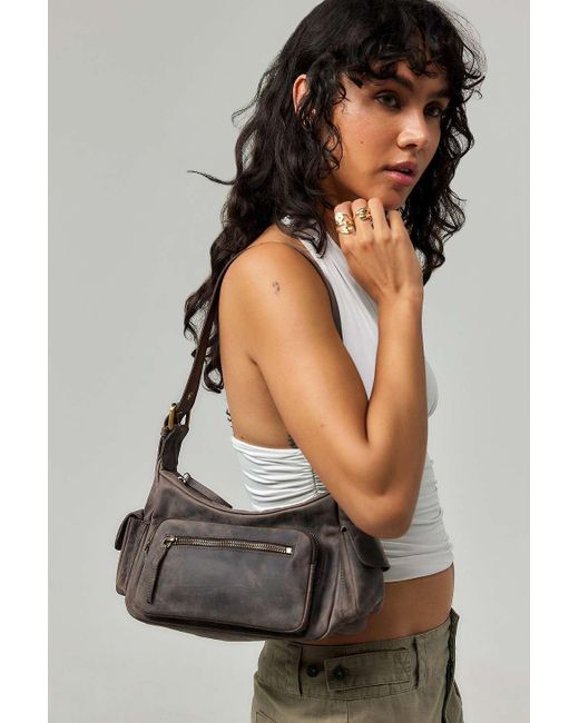 Urban Outfitters Black Uo Larry Leather Pocket Shoulder Bag