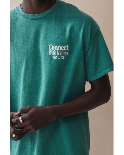 Urban Outfitters Uo Green Connect With Nature T-shirt for men