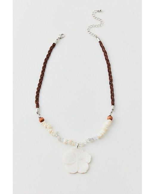Urban Outfitters Multicolor Hibiscus Flower Beaded Necklace