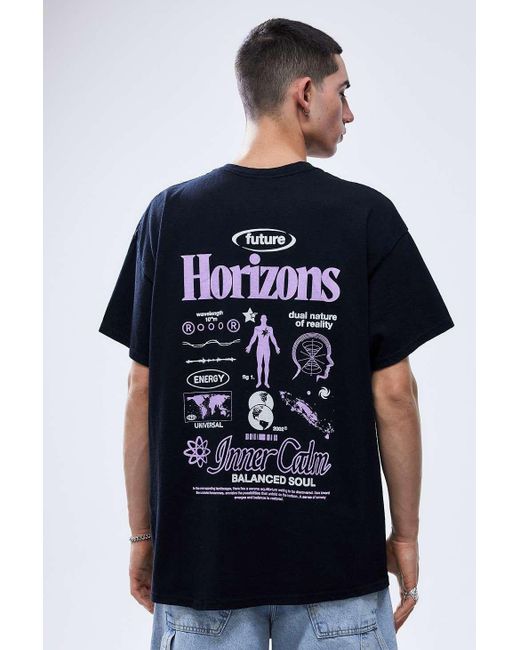 Urban Outfitters Blue Uo Black Future Horizons T-shirt for men