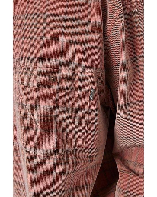 Barney Cools Brown Cabin 2.0 Recycled Cotton Corduroy Plaid Shirt Top for men