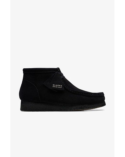 Clarks Originals Wallabee Boot - Stivaletto In Pelle Scamosciata Donna - Colore Nero, Suola In Gomma, Tacco Piatto 30mm