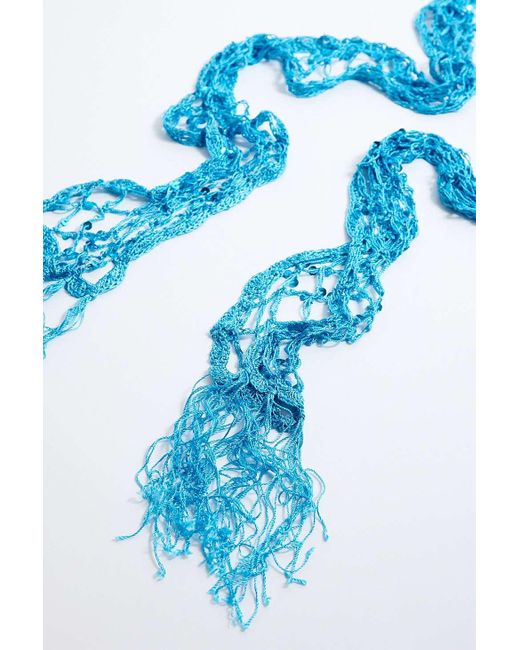 Urban Outfitters Blue Uo Sequin Open Weave Scarf
