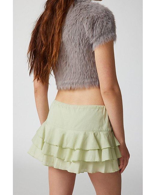 Urban Outfitters Green Uo Kara Ruffle Micro Mini Skirt