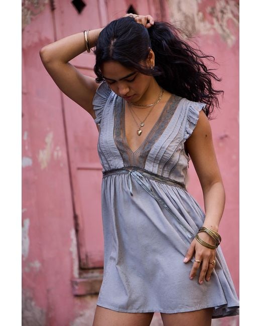 Kimchi Blue Gray Ava Babydoll Mini Dress
