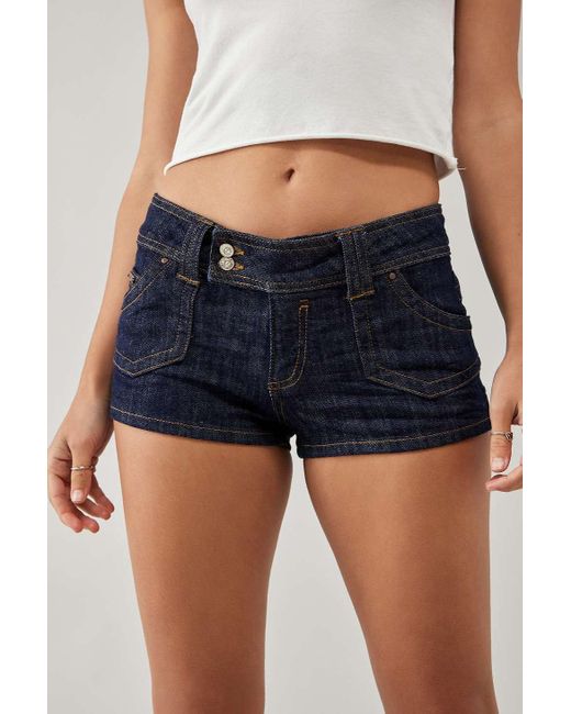 BDG Blue Piper Dark-wash Micro Shorts