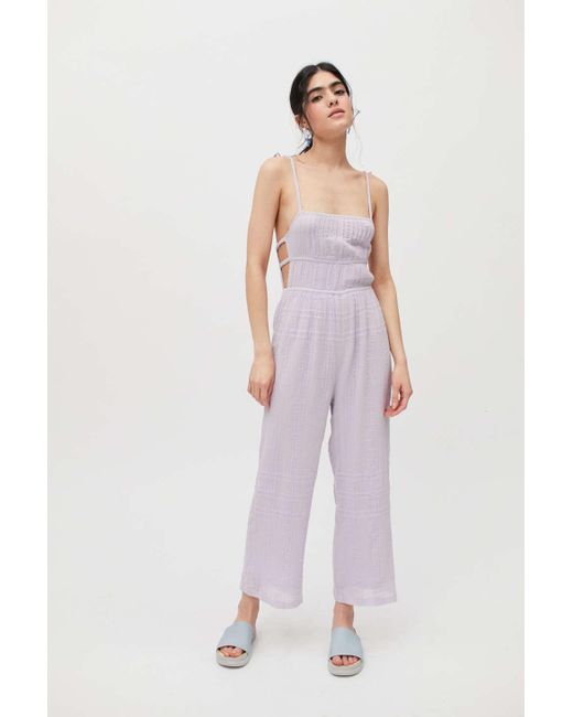 Urban Outfitters Uo Courtney Tie Shoulder Jumpsuit in Purple | Lyst