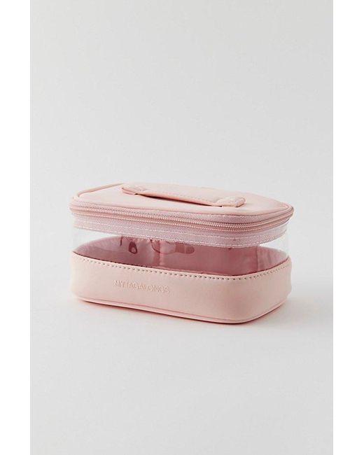 MYTAGALONGS Pink Mini Clear Train Case Cosmetic Bag