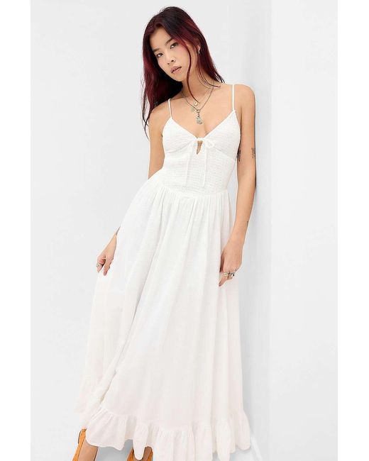 Kimchi Blue White Keepsake Smocked Maxi Dress