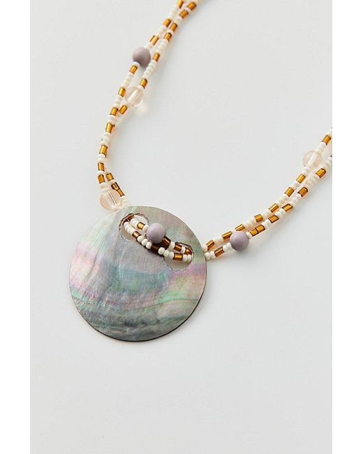 Urban Outfitters Natural Mother Of Pearl Shell Beaded Necklace