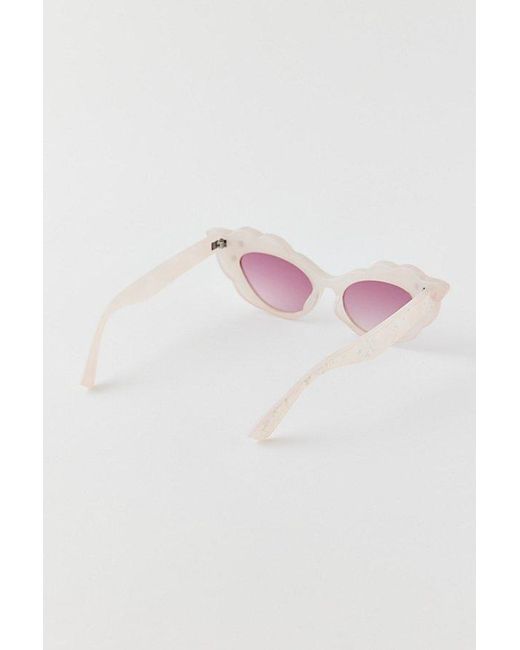 Urban Outfitters Pink Gem Scalloped Cat-Eye Sunglasses