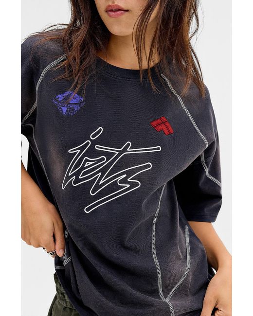 iets frans Blue Flatlock Seam Boyfriend Tee