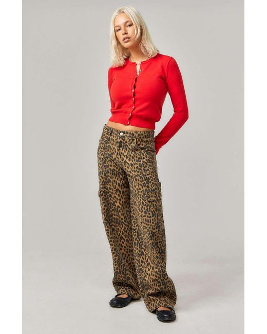 Damson Madder Multicolor Leopard Print Cargo Jeans Uk 6 At Urban Outfitters