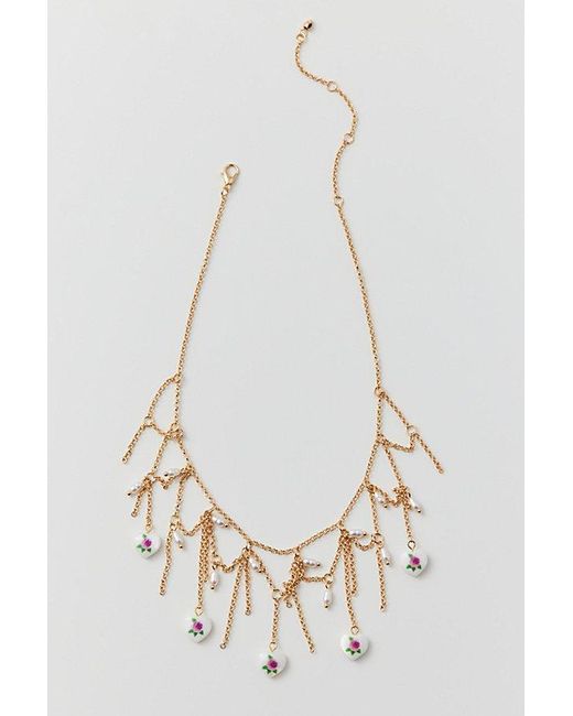 Urban Outfitters Natural Elsie Rosette Heart Necklace