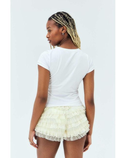 Jaded London White Vanilla Lace Bloomer Shorts