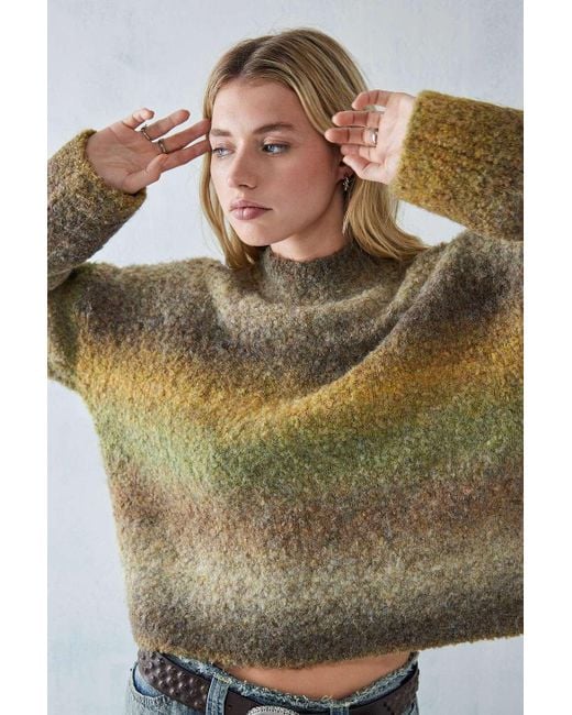 Urban Outfitters Brown Uo Cropped Space-dye Knit Jumper Top
