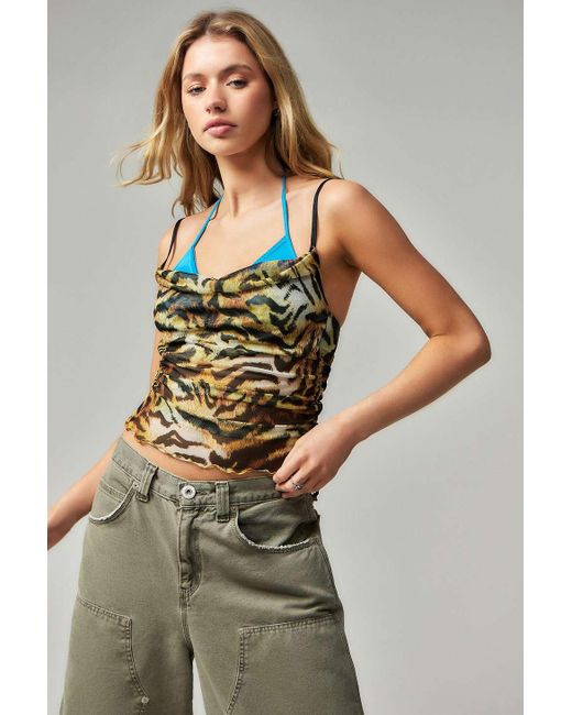Urban Outfitters Brown Uo Candy Double-layer Halterneck Top