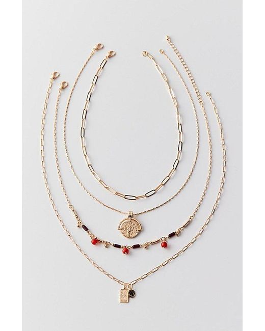 Urban Outfitters Natural Sedona Beaded Coin Layering Necklace Set