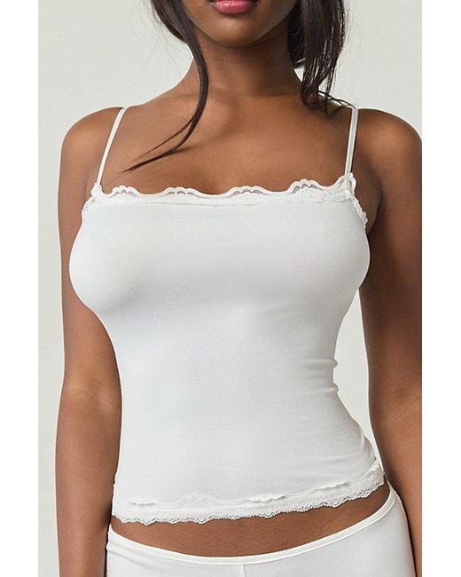 Out From Under White Elise Lace Trim Cami + Micro Short Pj Set
