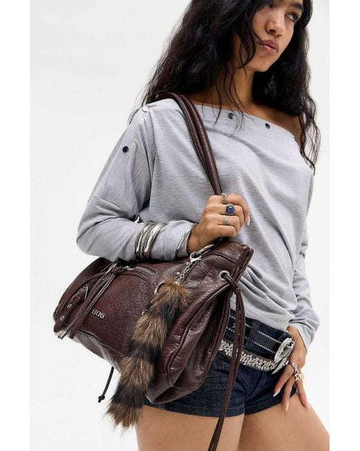 BDG Gray Jude Washed Faux Leather Shoulder Bag