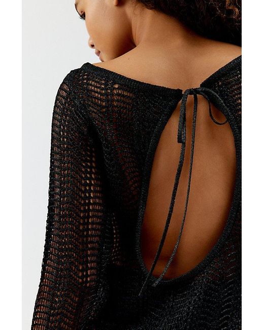 Urban Outfitters Black Uo Lydia Semi-Sheer Crochet Mini Dress