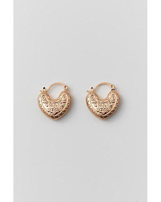 Urban Outfitters Metallic Etched Heart Hoop Earring