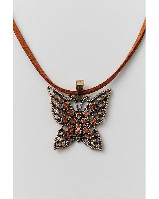 Urban Outfitters White Mariposa Leather Corded Necklace