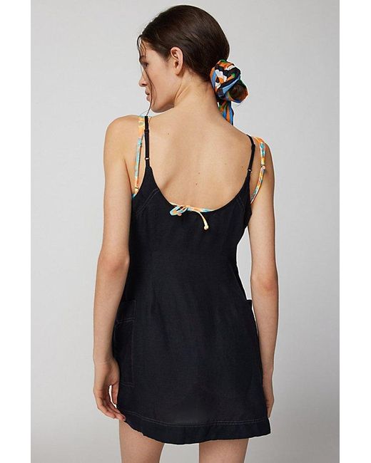 Urban Outfitters Blue Uo Wrap Me Up Linen Mini Dress