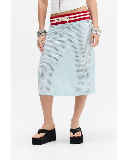 Jaded London Blue Alysa Airtex Turquoise Midi Skirt