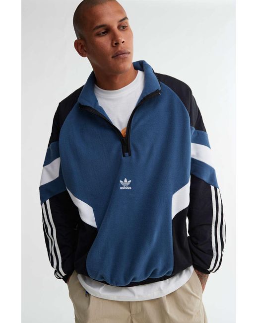 Adidas Blue Polar Fleece Pullover Track Top for men