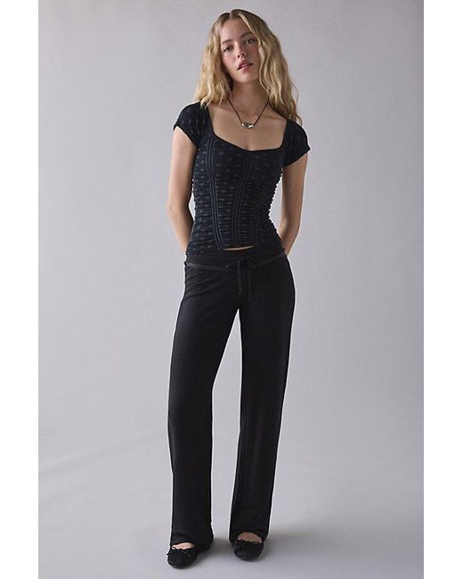 Out From Under Black Rosalie Ruched Seamless Knit Short Sleeve Top