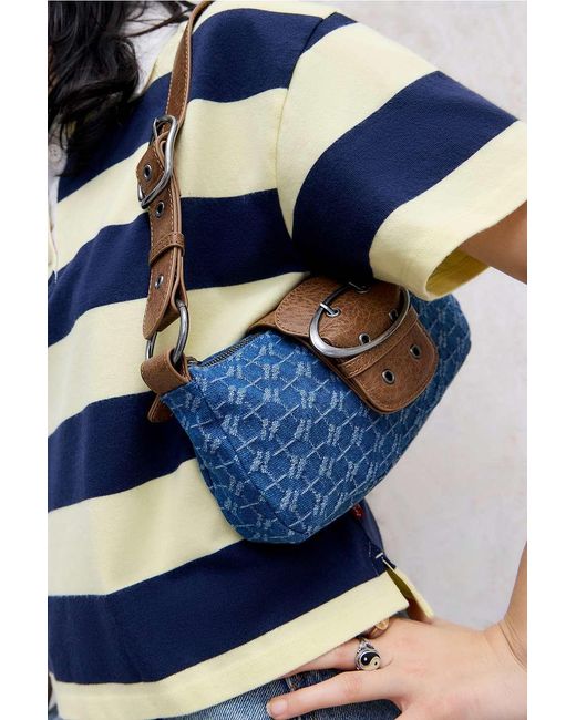 iets frans Blue Monogram Denim Shoulder Bag