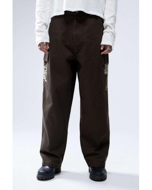 Ed Hardy Black Uo Exclusive Washed Brown Cargo Pants for men