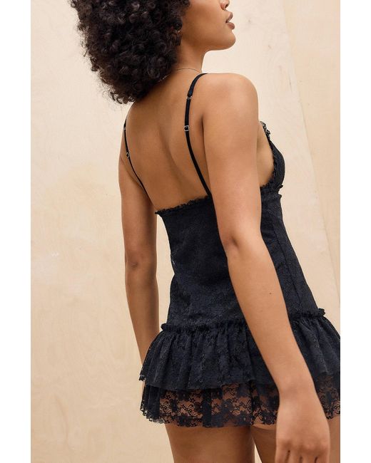 Out From Under Blue Ruffle Y2k Sheer Lace Babydoll Dress