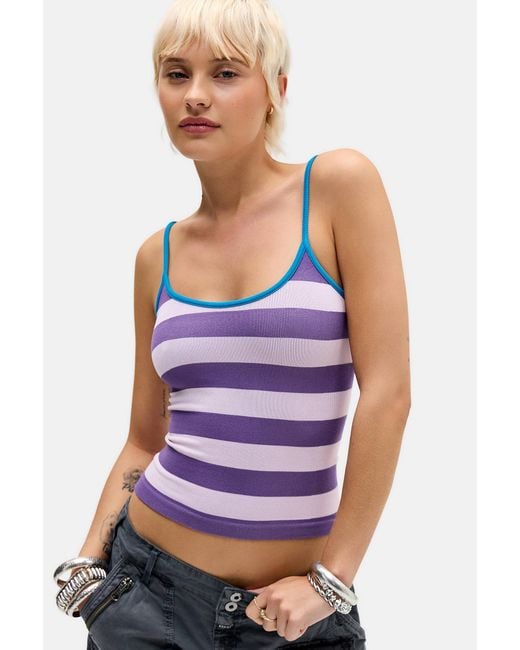 Urban Outfitters Purple Uo Molly Stripe Ribbed Cami